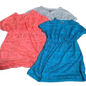 Vibrant Kids Cover Ups  in Coral, Sky Blue, and White